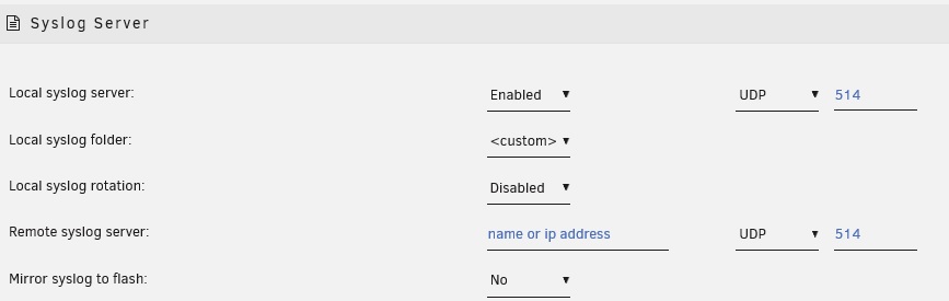 Configuración remota de syslog